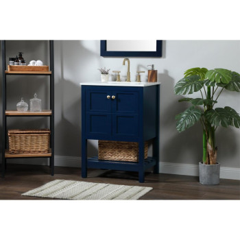 24 Inch Single Bathroom Vanity In Blue