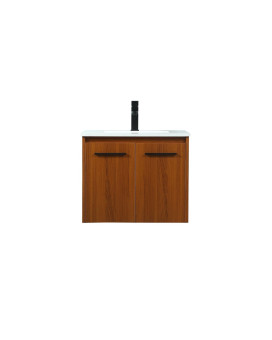 24 Inch Single Bathroom Vanity In Teak