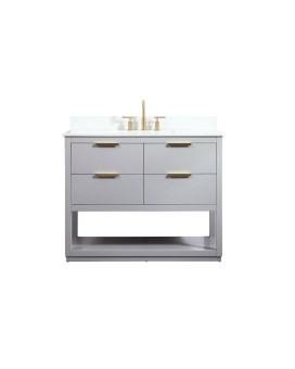 42 Inch Single Bathroom Vanity In Grey With Backsplash