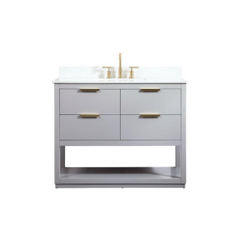 42 Inch Single Bathroom Vanity In Grey With Backsplash