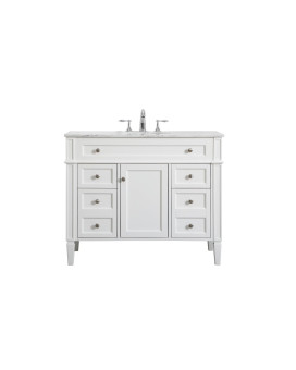 42 Inch Single Bathroom Vanity In White