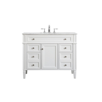 42 Inch Single Bathroom Vanity In White