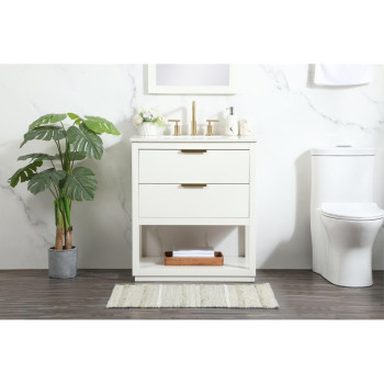 30 Inch Single Bathroom Vanity In White