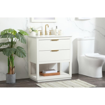 30 Inch Single Bathroom Vanity In White