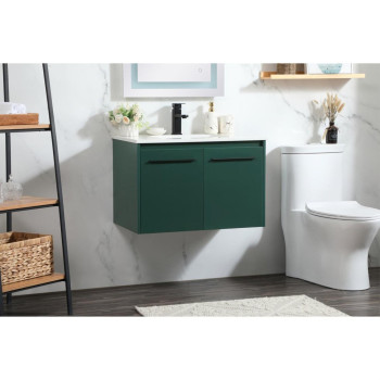 30 Inch Single Bathroom Vanity In Green