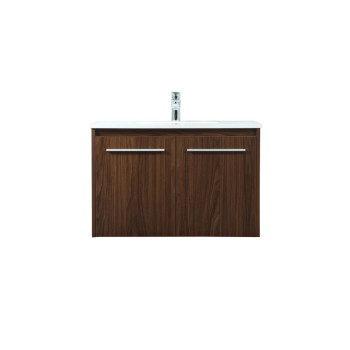 30 Inch Single Bathroom Vanity In Walnut