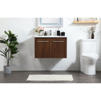 30 Inch Single Bathroom Vanity In Walnut