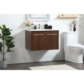 30 Inch Single Bathroom Vanity In Walnut