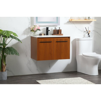 30 Inch Single Bathroom Vanity In Teak