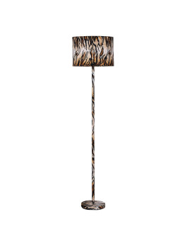 Benjara Fabric Wrapped Floor Lamp With Animal Print Yellow Black