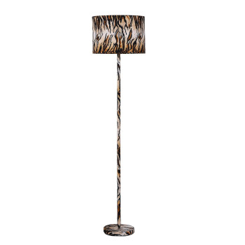 Benjara Fabric Wrapped Floor Lamp With Animal Print Yellow Black