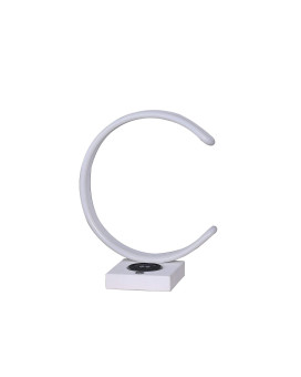 Benjara Metal C Shaped Table Lamp With Usb Plugin White