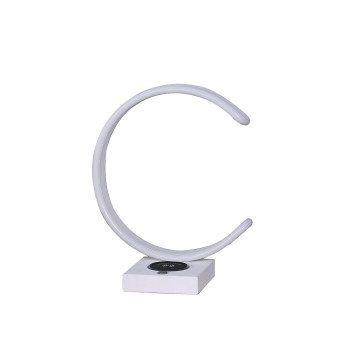 Benjara Metal C Shaped Table Lamp With Usb Plugin White