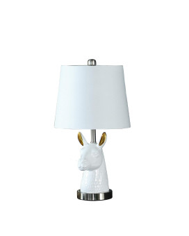 Benjara Metal Table Lamp With Llama Animal Head White