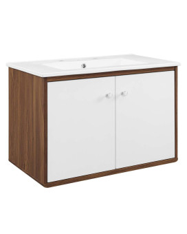 Transmit 30 Wallmount Bathroom Vanity Walnut White Eei4898Walwhi