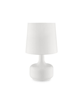 Benjara Table Lamp With Teardrop Metal Base And Fabric Shade White