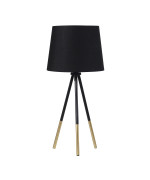 Benjara Table Lamp With Tripod Metal Base Black And Gold