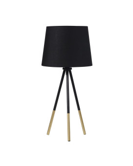 Benjara Table Lamp With Tripod Metal Base Black And Gold