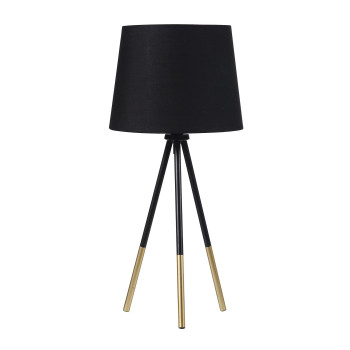 Benjara Table Lamp With Tripod Metal Base Black And Gold