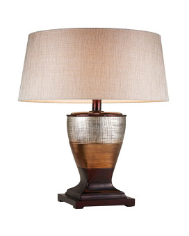 Benjara Table Lamp With Colorblock Pedestal Base Brown