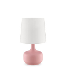 Benjara Table Lamp With Teardrop Metal Base And Fabric Shade Pink