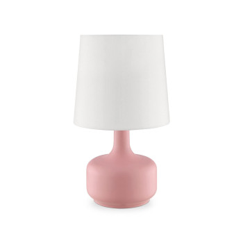 Benjara Table Lamp With Teardrop Metal Base And Fabric Shade Pink