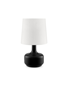 Benjara Table Lamp With Teardrop Metal Base And Fabric Shade Black