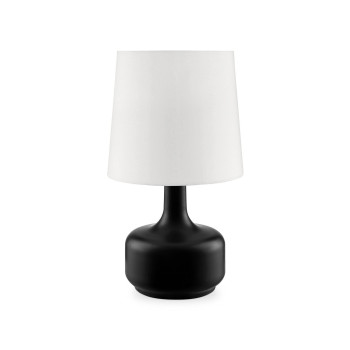 Benjara Table Lamp With Teardrop Metal Base And Fabric Shade Black