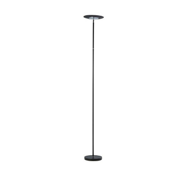 Benjara Floor Lamp With Adjustable Torchiere Head And Sleek Metal Body Black