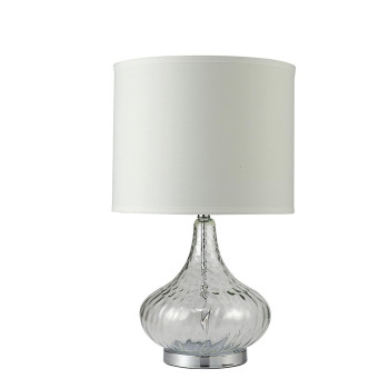 Benjara Table Lamp With Pot Bellied Glass Body Clear And White