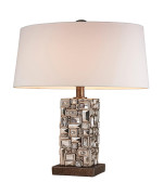 Benjara Table Lamp With Abstract Mirror Block Base Brown