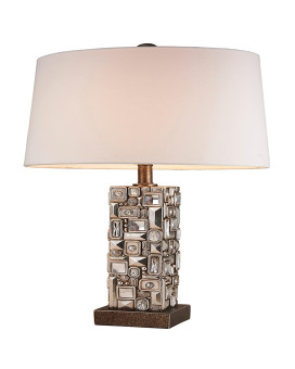 Benjara Table Lamp With Abstract Mirror Block Base Brown