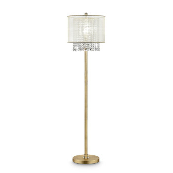 Benjara Floor Lamp With Hanging Crystal Accents Gold And White