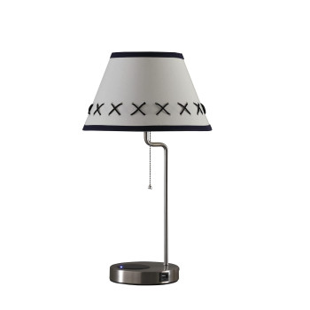 Benjara Table Lamp With Wireless Charging And Usb Port Silver