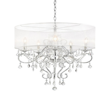 Ceiling Lamp With Hanging Crystals And Round Canopy Silver