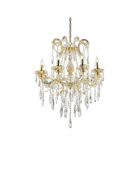 8 Light Metal Chandelier With Crystal Accents Gold