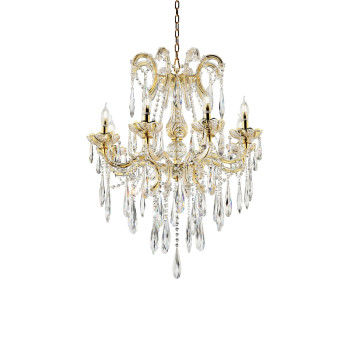 8 Light Metal Chandelier With Crystal Accents Gold