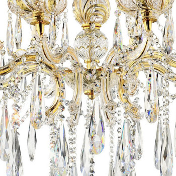 8 Light Metal Chandelier With Crystal Accents Gold