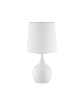 Benjara Pot Bellied Shape Metal Table Lamp With 3 Way Switch White