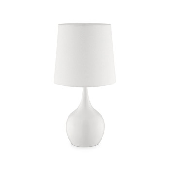 Benjara Pot Bellied Shape Metal Table Lamp With 3 Way Switch White