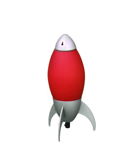 Benjara Kid Table Lamp With Rocket Design Silhouette Red