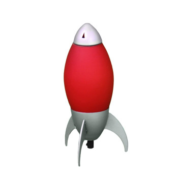 Benjara Kid Table Lamp With Rocket Design Silhouette Red