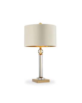 Benjara Table Lamp With Crystal Orb And Metal Stalk Support Gold