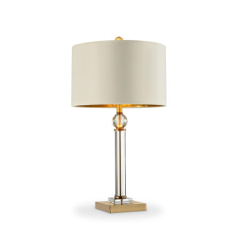 Benjara Table Lamp With Crystal Orb And Metal Stalk Support Gold