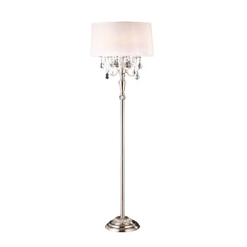 Benjara Stalk Design Metal Floor Lamp With Hanging Crystal Accent Silver