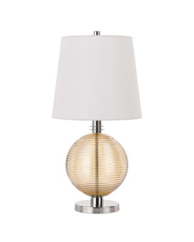 Table Lamp With Textured Glass Ball Accent White And Chrome