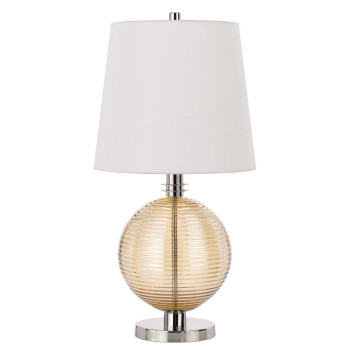 Table Lamp With Textured Glass Ball Accent White And Chrome