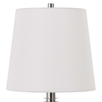 Table Lamp With Textured Glass Ball Accent White And Chrome