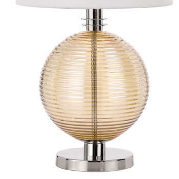 Table Lamp With Textured Glass Ball Accent White And Chrome