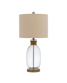 Table Lamp With Bubble Glass Body And Rope Accent Beige